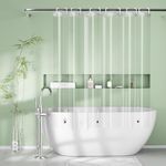 Seenus PEVA Short Shower Curtain Liner Clear with Hooks, 72 x 66 inch Transparent Plastic Shower Liner with 3 Weighted Magnets, Bpa-Free Waterproof Vinyl Shower Curtain for Walk in Tubes