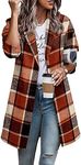 Zeagoo Women's 2023 Plaid Jacket Mid Length Trench Coat Winter Oversized Pea Coat with Pockets