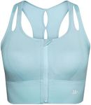 Yvette Womens Sports Bras High Impact Zip Front Sports Bra High Support Large Bust for Workout Running, Blue, Small