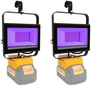 CREPOW Portable LED Black Lights, Cordless Blacklight for DeWalt 20V Battery, 395nm Ultraviolet Flood Light with 140° Adjustable Angle, USB & Type C Charging Port for Glow Party Catfishing (2 Pack)