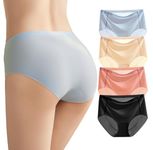 SEPMINDU Women No Show Mid Rise Underwear Full Coverage Seamless Briefs Silky Stretchy Panties Invisible Hipster Pack of 4