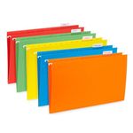 Blue Summit Legal Size Hanging File Folders, 25 Reinforced Hanging Files in Assorted Colors, Designed for Home and Office Color Coded File Organization, 25 per Box