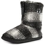 Bedroom Athletics - McQueen - Check Sherpa Slipper Boot - Black/White Check - UK 7/8