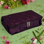 Kuber Industries Makeup Storage Bag | Vanity Organizer | Makeup Pouch | Pendant Organizer | Cosmetic Kit for Travel | 6 Pouch Organizer | Moti Jewellery Organizer | Large | Purple