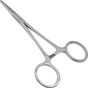 DEXSUR Precision Kelly Hemostat Forceps Locking Tweezers Clamp, Silver, 5.5 Inches, Straight Stainless Steel