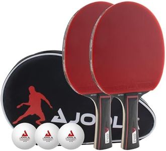 JOOLA Duo PRO Table Tennis Set of 2 Table Tennis Bats + 3 Balls + Cover Red / Black 6 Pieces