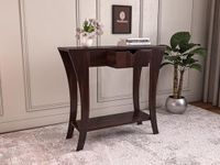 WoodMarwar Wooden Console Table for Living Room | Solid Wood Sheesham Side Entrance Foyer Table with Drawer & Shelf Storage for Home, Office and Entryway | Walnut