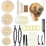 Techanglife Hair Bun Maker Set, 39 Pcs Hair Bun Shaper with Donut Bun Maker, Elastic Hair Band, U-Shaped Hair Clip Hair Pin, Hair Net Hair Accessories, Hair Donut for Children, Girls und Women