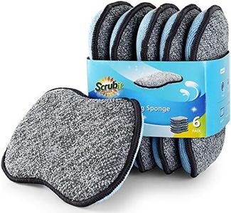 Multi-Purpose Scrub Sponges for Kitchen by Scrub- it - Non-Scratch Microfiber Sponge Along with Heavy Duty Scouring Power - Effortless Cleaning of Dishes, Pots and Pans All at Once(6 Pack, Large)