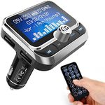 Bluetooth FM Transmitter for Car, Transmitter Bluetooth Car Wireless Radio Adapter Hands-Free Car Kit with 1.8 inch Display, Dual USB Car Charger, AUX Input/Output, TF Card Mp3 Player, Silver