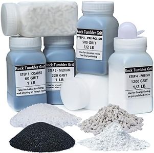 HDongany Rock Tumbler Grit Kit- 4 Steps Grit with Ceramic Filler and Plastic Filler Tumbling Media for Tumbling Stones Compatible with Any Brand Tumbler Stone Polisher, 4.5 Pounds Total Weigth