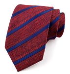 marysgift Red Tie for Men Blue Trendy Tartan Plaid Wedding Necktie for Grooms Formal Party Ties (YUT03 Red Blue Stripe, 140)