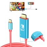 JINGDU USB C to HDMI Cable Compatible with Nintendo Switch, Portable HDMI Adapter for NS Standard/OLED Model, Steam Deck, Laptop, Phone, Replace the Original Dock, Travel-friendly, 4K, 2m, Blue Red