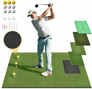 Shopsource Golf Hitting Mat, 5×4ft Golf Mat with 4 Interchangeable Inserts, 21MM Golf Training Mats Anti-Slip Bottom, Artificial Turf Golf Practice Mats for Indoor Outdoor