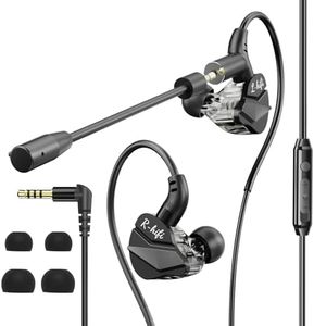 BlueFire Gaming Earbuds, 3.5mm Wired Earbuds Noise Cancelling Gaming Earphones, in-Ear Headphones with Detachable Microphone & Volume Control for PC, Laptop, Phone