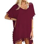 Qiyun.z Women's Summer Sexy Chiffon Tassel Beachwear Bikini Swimsuit Cover up Maroon One Size