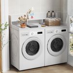 Two-Layer Foldable Washer Dryer Countertop, 27.5" x 54" Laundry Countertop w/Non-Slip Mats, Washer and Dryer Countertop w/Shelf for Storage Organization (White)