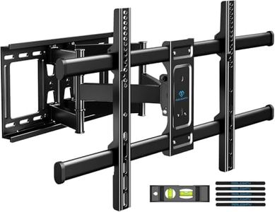 PERLESMITH Full Motion TV Wall Mount for 37-82 inch TVs, TV Mount up to 132lbs Max VESA 600x400mm, Wall Mount TV Bracket with Dual Articulating Arms Swivel Tilt Extension Fits 16” Wood Stud, PSLFK1