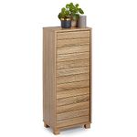 VonHaus Bathroom Storage Cabinet – Oak Wood Effect Bathroom Floor Cabinet w/Handleless Design - Small Floor Standing Cabinet w/Cupboard - Storage Unit for Bathroom, Kitchen & Hallway - Chester