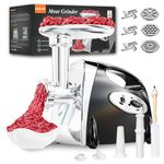 Electric Meat Grinder: [3000W Superior Motor] [Exquisite Box] Meat Grinder with 6 PCS Stainless Steel Blades & Grinding Plates, Sausage Stuffer Tubes & Kubbe Kit Portable Handle for Gift (Black)