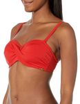 Panache Women's Standard Anya Riva Twist Bandeau Underwired Bikini Top, Fiery Red, 34E