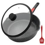 AIKENBBKK Aluminum Nonstick Frying Pan 28cm with Lid, Non Stick Skillet with Removable Handle, Deep Saute Pan for All Hobs, Dishwasher& Oven Safe (Black)