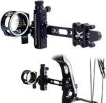 FENJANER Archery Compound Bow Sights - 1 pin or 5 pins Bow Sight with 8X Scope Lenses Right Hand No Tools for Quick Adjustment for Outdoor Hunting (5 Pins Sight)