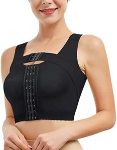 RDSIANE Post-Surgery Front Closure Bra for Women Posture Corrector Compression Shapewear Tops with Breast Support Band, Black, Medium