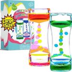Cucue Liquid Motion Bubbler, Sensory Toys with Floating Droplets, Colorful Liquid Hourglass for Calming & Relaxing for Kids and Adults, New Model Big Size - 6.7x2.6in
