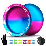 MAGICYOYO Unresponsive Yoyo V10, Professional Yoyo for Advanced Yoyo Players, Metal Yoyo with High Performance, Finger Spin Trick Yo-yo with 12 Yoyo Strings, Yo Yo Glove and Yoyo Case Bag (Blue Pink)