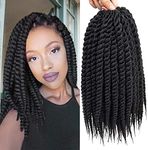 Dingxiu (6 Packs,12 inch) Havana Mambo Twist Crochet Hair Braids Senegalese Twist Crochet Braiding Hair (12", 1B)