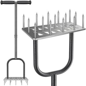 BeneLabel Aérateur de Gazon Pelouse, Outil d'aération Manuel 15 Pointes de Prise de Jardin du Sol Robuste Long Manche avec Poignée Antidérapante pour Ameublir le Sol et Améliorer Santé de Pelouse,89cm