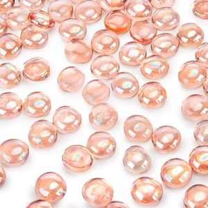 DomeStar 1LB Flat Glass Marbles, Light Pink Decorative Marbles for Vases Aquarium Pebbles Fish Tank Rocks Vase Fillers DIY Crafts Table Scatter Decor