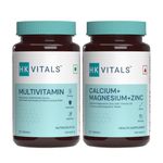 HealthKart HK Vitals Multivitamin for Men and Women, with Multimineral, Amino Acids, Taurine and Ginseng, 60 Tablets with Calcium, Magnesium and Zinc Tablets with Vitamin D3, 60 Tablets (Combo Pack)