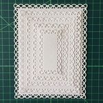 Letmefun Nested Stitched Scallop Rectangle Frame Cutting Dies, Metal Cutting Dies Stencils DIY Etched Dies Craft Paper Card Making Scrapbooking Embossing 10.7X13.9 cm