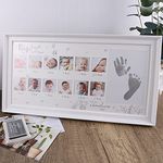 Mikytoper Baby Hand and Footprint Kit,Baby Framed Photo Kit,Anniversary Growth Record Baby Gifts,Reusable Ink Cartridge Photo Frame (White)