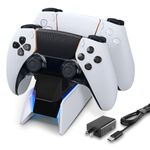 PS5 Controller Charging Station, PS5 Controller Charger Built-in Intelligent Protection Module and Charge Remind LED Bar with 5V/2A AC Adapter for PlayStation 5 Dualsense Controller