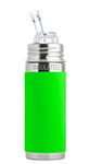 Pura Stainless Steel Insulated Bottle with Silicone Straw & Sleeve (Plastic Free, NonToxic Certified, BPA Free) Green