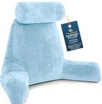 Husband Pillow XXL The Original for Adults - 30" Tall Backrest for Sitting Up in Bed - Firm Support Reading & Bed Rest Pillows for Adults, Neck Roll, Removable Cover - TV - Sky Blue
