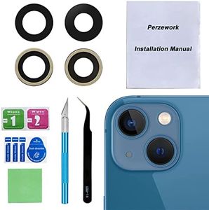 Perzework OEM Rear Back Camera Glass Lens Replacement for iPhone 13 and iPhone 13 Mini with Pre-Installed Adhesive and Repair Tool Kit