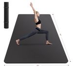 HAPBEAR Extra Large Yoga Mat w/ Straps and Storage Bag - 78"x54"x6mm (1/4 inch), Non-Slip, Durable, Thick Wide Exercise Mat for Home Workouts, Yoga, Pilates, Stretching, Meditation (Barefoot Exercise) - Black