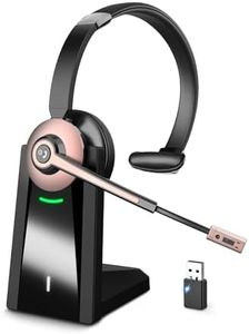 Earbay Wireless Headset, Bluetooth Headset with Noise Canceling Microphone & Charging Base, Wireless Headset with Mic Mute & USB Dongle for Work from Home/Office/Computer/Laptop/Call Center/Zoom/Teams