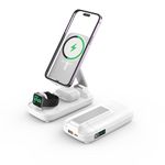 5 in 1 Wireless Charging Station with 10000mAh Power Bank, 20W Magnetic Auto Digital Display, Fast Charging Station Stand Compatible with iPhone 15/14/13/12 All