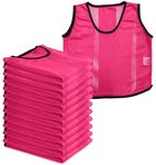 A2Z 12 Pack Sports Training Mesh Bibs Lightweight Comfortable - Sports Bibs Neon Pink 12 Pack 9-14