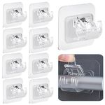 10Pcs Self Adhesive Curtain Rod Bracket, No Drilling Drapery Hook Holders Fixing Rod Holder Curtain Pole Brackets, Self Adhesive Curtain Hooks for Home Kitchen Bathroom Hotel (Transparent)