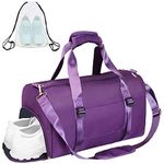 ICEIVY Gym Duffle Bag Dry Wet Separated Gym Bag Sport Duffle Bag Training Handbag Yoga bag with Extra Drawstring Backpack, Purple-upgrade, L