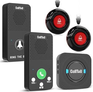 CallToU Caregiver Pager Alert Button Intercoms Wireless for Home for Seniors/Caregivers/Elderly/Patient/Pregnant/Home/Office 500FT Long Range, No Monthly Fee, Waterproof, Easy Install