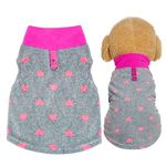 Rbenxia 1 Piece of Grey Dog Heart Sweater with Leash Ring Soft Fleece Vest Dog Pullover Warm Jacket Pet Dog Clothes Winter Dog Outfits for Small Puppy Cat Pets (Medium)