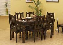 Shubam Decor Solid Sheesham Wood 6 Seater Royal Dining Table with 6 Chairs for Dining Room Home | Wooden Dining Table 6 Seater | Dining Room Sets | Finish Color - Walnut Finish