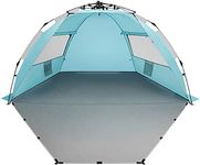 Oileus X-Large 4 Person Beach Tent Sun Shelter - Portable Sun Shade Instant Tent for Beach with Carrying Bag, Stakes, 6 Sand Pockets, Anti UV for Fishing Hiking Camping, Waterproof Windproof, Sky Blue